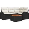 Trädgårdsoffset 5 pcs Svart, vit Rattan, trä vidaXL Stor – miniatyr 2