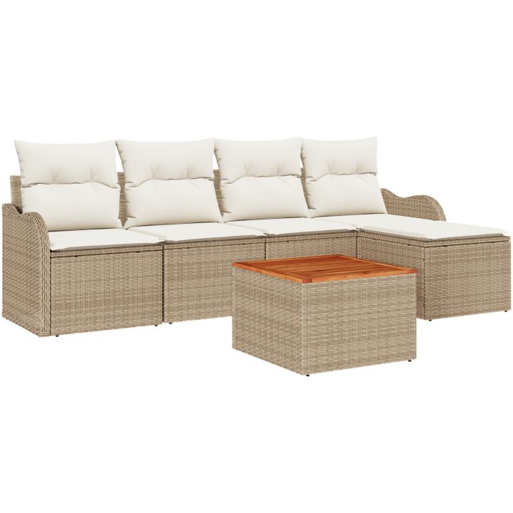 Trädgårdsoffset 6 pcs Beige, vit Medium 121 x 62 x 69 cm Liten vidaXL Medium, 121 x 62 x 69 cm, liten – bild 2