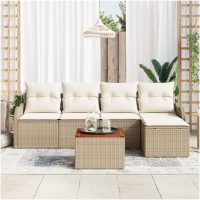 Trädgårdsoffset 6 pcs Beige, vit Medium 121 x 62 x 69 cm Liten vidaXL