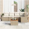 Trädgårdsoffset 6 pcs Beige, vit Rattan, trä vidaXL 55 x 55 x 37 cm – miniatyr 3
