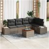 Trädgårdsoffset 6 pcs Grå Poly Rattan, Glas, Polyester vidaXL 55 x 55 x 37 cm – miniatyr 1