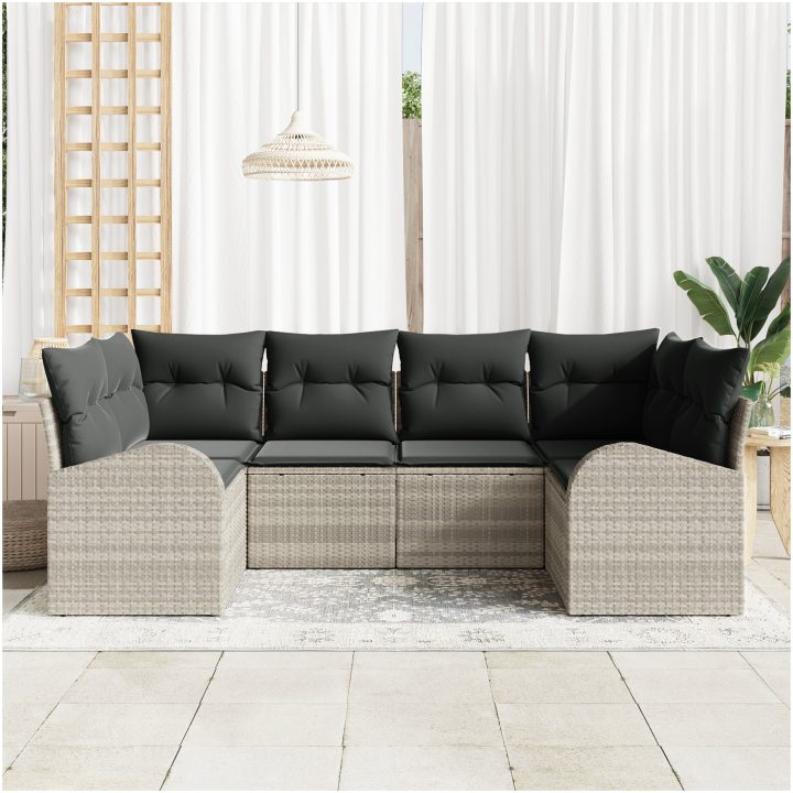 Trädgårdsoffset 6 pcs Ljusgrå och Mörkgrå vidaXL 234 x 124 x 85 cm – bild 3