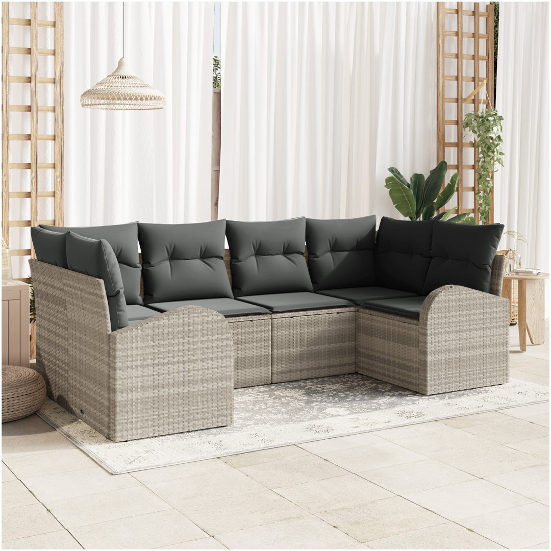 Trädgårdsoffset 6 pcs Ljusgrå och Mörkgrå vidaXL 234 x 124 x 85 cm