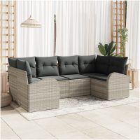 Trädgårdsoffset 6 pcs Ljusgrå och Mörkgrå vidaXL