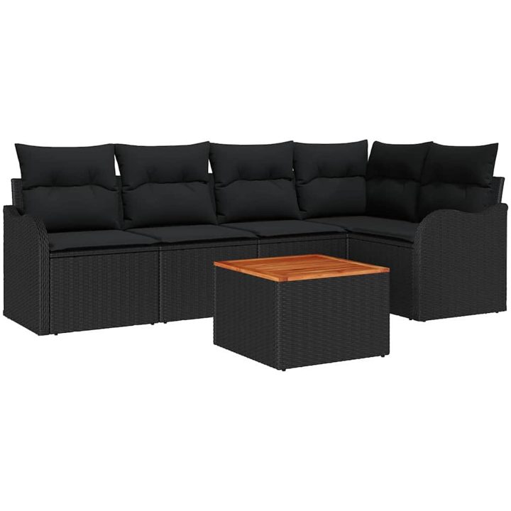 Trädgårdsoffset 6 pcs Svart Konstrotting & Stål vidaXL Stor – bild 2