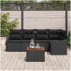Trädgårdsoffset 6 pcs Svart Konstrotting & Stål vidaXL Stor – miniatyr 3