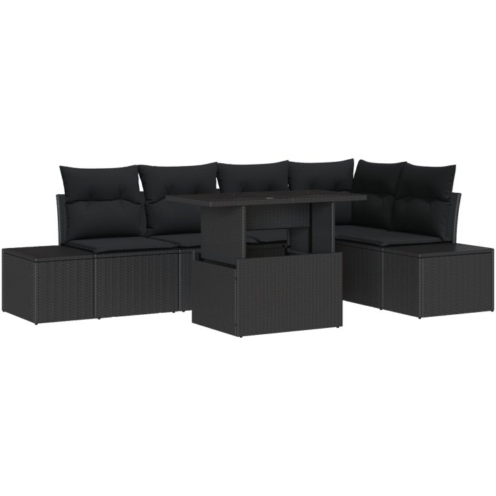 Trädgårdsoffset 6 pcs Svart PE rotting vidaXL 100 x 55 x 73 cm – bild 2