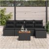 Trädgårdsoffset 6 pcs Svart Poly Rattan, Stål, Trä vidaXL Stor – miniatyr 3