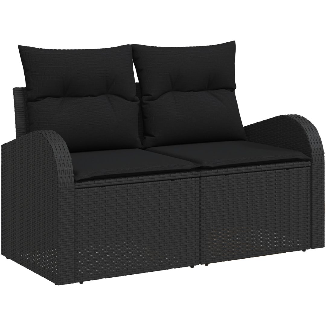 Trädgårdsoffset 6 pcs Svart Poly Rattan, Stål, Trä vidaXL Stor – bild 7