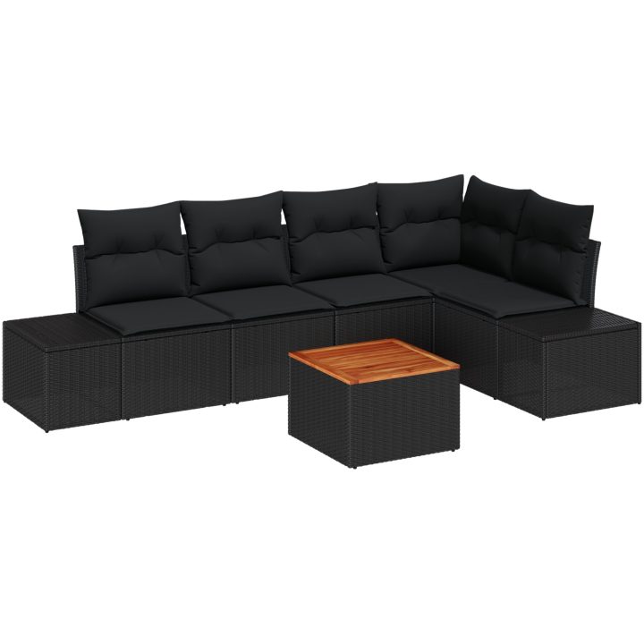 Trädgårdsoffset 6 pcs Svart Poly rattan vidaXL 55 x 55 x 37 cm – bild 2