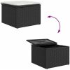 Trädgårdsoffset 6 pcs Svart, vit Rattan, Polyester, Stål vidaXL 55 x 55 x 37 cm – miniatyr 12