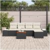 Trädgårdsoffset 6 pcs Svart, vit Rattan, Polyester, Stål vidaXL 55 x 55 x 37 cm – miniatyr 3