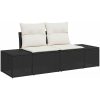 Trädgårdsoffset 6 pcs Svart, vit Rattan, Polyester, Stål vidaXL 55 x 55 x 37 cm – miniatyr 4