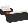 Trädgårdsoffset 6 pcs Svart, vit Rattan, trä vidaXL 55 x 55 x 37 cm – miniatyr 2