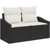 Trädgårdsoffset 6 pcs Svart, vit Rattan, trä vidaXL 55 x 55 x 37 cm – miniatyr 4