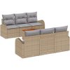 Trädgårdsoffset 7 pcs Beige, ljusgrå Rattan och tyg vidaXL Mellan – miniatyr 2