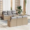 Trädgårdsoffset 7 pcs Beige, ljusgrå Rattan och tyg vidaXL Mellan – miniatyr 1