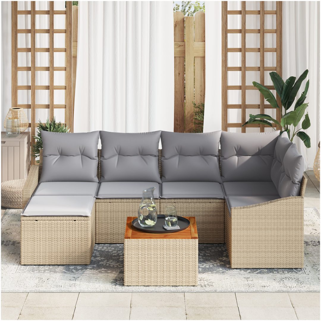 Trädgårdsoffset 7 pcs Beige, ljusgrå vidaXL 55 x 55 x 37 cm – bild 3