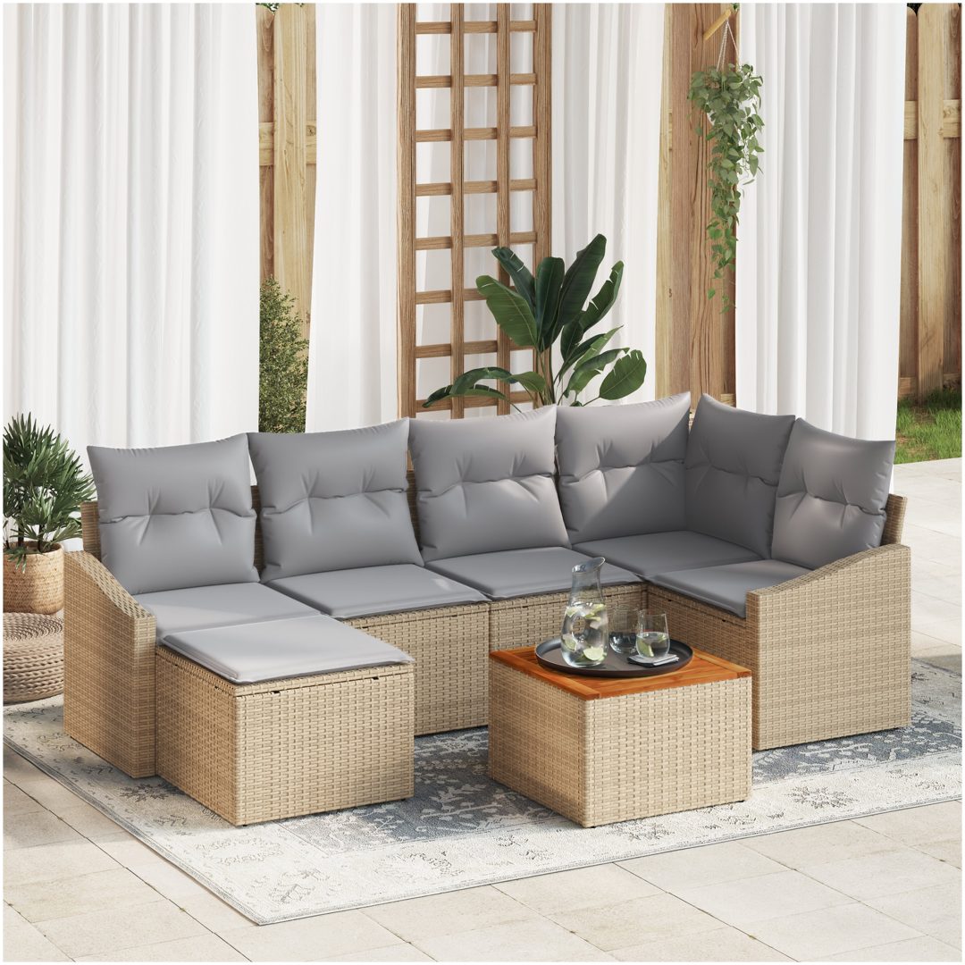 Trädgårdsoffset 7 pcs Beige, ljusgrå vidaXL 55 x 55 x 37 cm