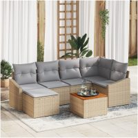 Trädgårdsoffset 7 pcs Beige, ljusgrå vidaXL