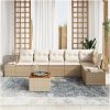 Trädgårdsoffset. 7 pcs Beige och vit Rattan, polyester, skum vidaXL 55 x 55 x 37 cm – miniatyr 3