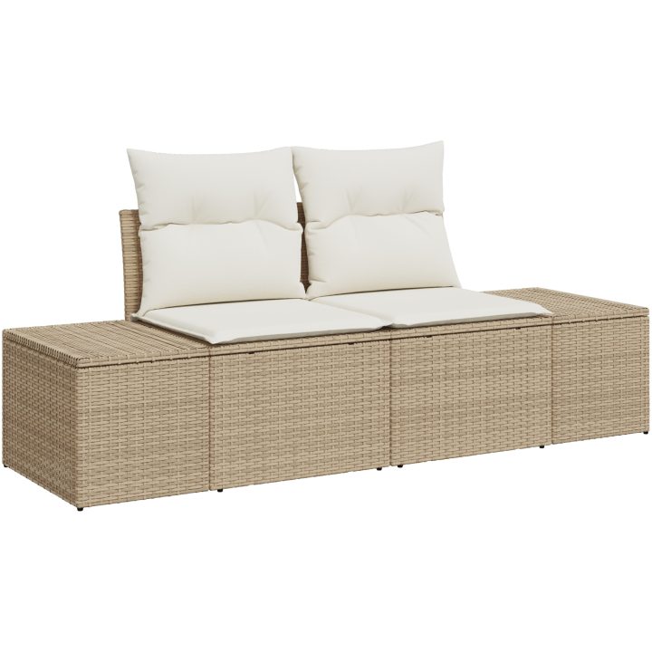 Trädgårdsoffset. 7 pcs Beige och vit Rattan, polyester, skum vidaXL 55 x 55 x 37 cm – bild 4