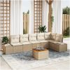 Trädgårdsoffset. 7 pcs Beige och vit Rattan, polyester, skum vidaXL 55 x 55 x 37 cm – miniatyr 1