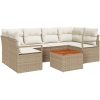 Trädgårdsoffset 7 pcs Beige, vit Rattan, trä vidaXL Stor – miniatyr 2