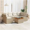Trädgårdsoffset 7 pcs Beige, vit Rattan, trä vidaXL Stor – miniatyr 1