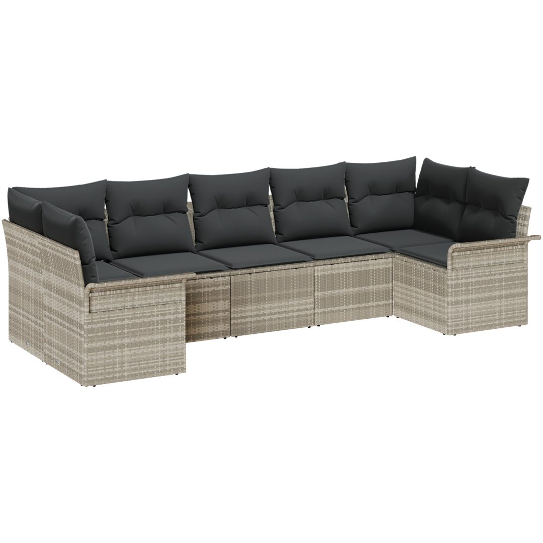 Trädgårdsoffset 7 pcs Ljusgrå och svart vidaXL 141 x 62 x 69 cm – bild 2