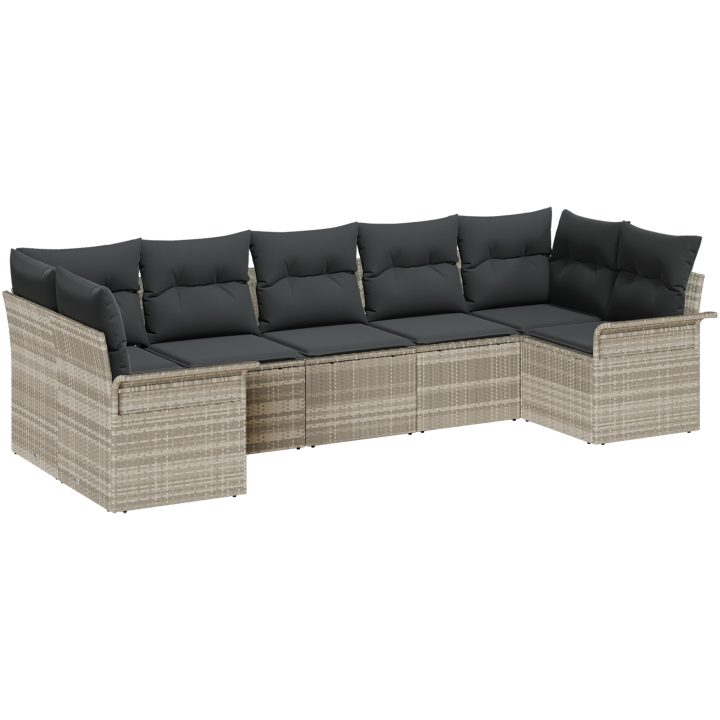 Trädgårdsoffset 7 pcs Ljusgrå och svart vidaXL 141 x 62 x 69 cm – bild 2