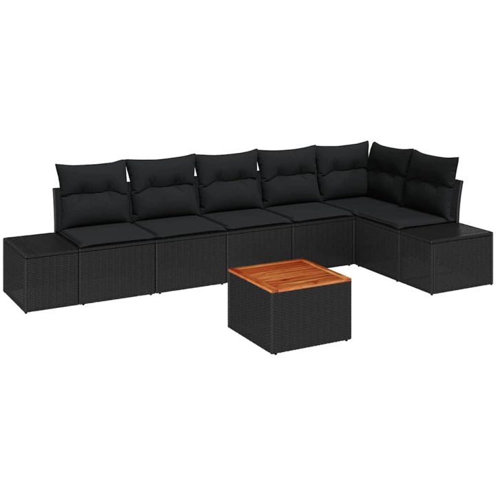 Trädgårdsoffset 7 pcs Svart Konstrotting & Stål vidaXL 55 x 55 x 37 cm – bild 2