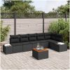 Trädgårdsoffset 7 pcs Svart Konstrotting & Stål vidaXL 55 x 55 x 37 cm – miniatyr 1