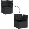 Trädgårdsoffset 7 pcs Svart Rattan, Polyester, Stål vidaXL Stor – miniatyr 12