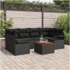 Trädgårdsoffset 7 pcs Svart Rattan, Polyester, Stål vidaXL Stor – miniatyr 1