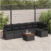 Trädgårdsoffset 7 pcs Svart Rattan, trä vidaXL Stor – miniatyr 1