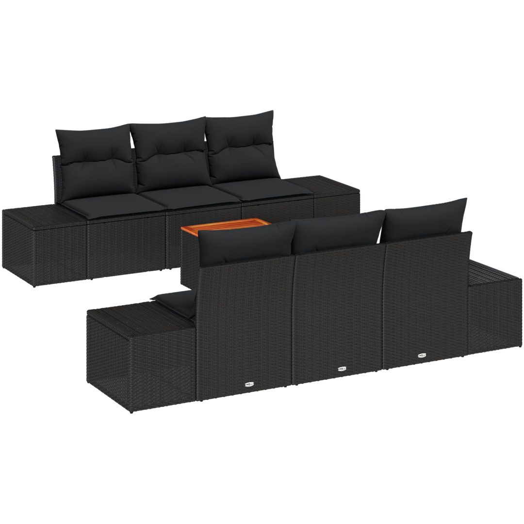 Trädgårdsoffset 7 pcs Svart vidaXL 55 x 55 x 37 cm – bild 2