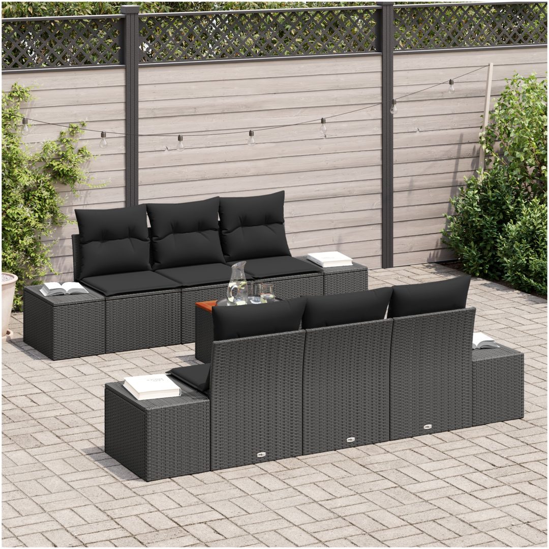 Trädgårdsoffset 7 pcs Svart vidaXL 55 x 55 x 37 cm