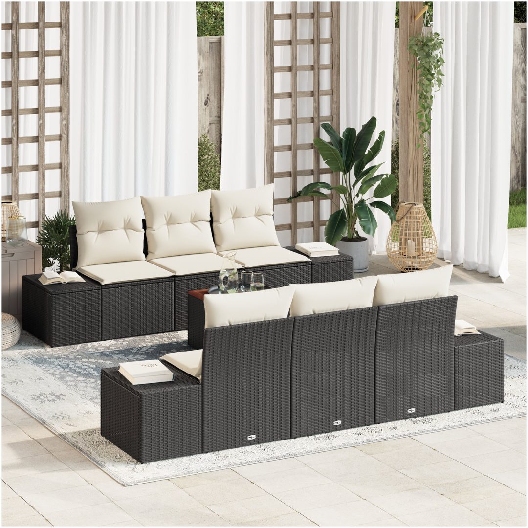 Trädgårdsoffset 7 pcs Svart, vit vidaXL 55 x 55 x 37 cm