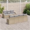 Trädgårdsoffset 8 pcs Beige, ljusgrå Rattan och polyester vidaXL Stort – miniatyr 3