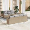 Trädgårdsoffset 8 pcs Beige, ljusgrå Rattan och polyester vidaXL Stort – miniatyr 1