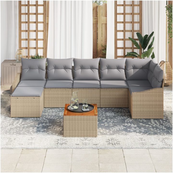 Trädgårdsoffset 8 pcs Beige, ljusgrå vidaXL 55 x 55 x 37 cm – bild 3