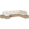 Trädgårdsoffset 8 pcs Beige PE rotting vidaXL 319 x 209 x 85 cm – miniatyr 2