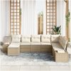 Trädgårdsoffset 8 pcs Beige PE rotting vidaXL 319 x 209 x 85 cm – miniatyr 3