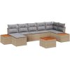 Trädgårdsoffset 8 pcs Beige PE rotting vidaXL 55 x 55 x 37 cm – miniatyr 2