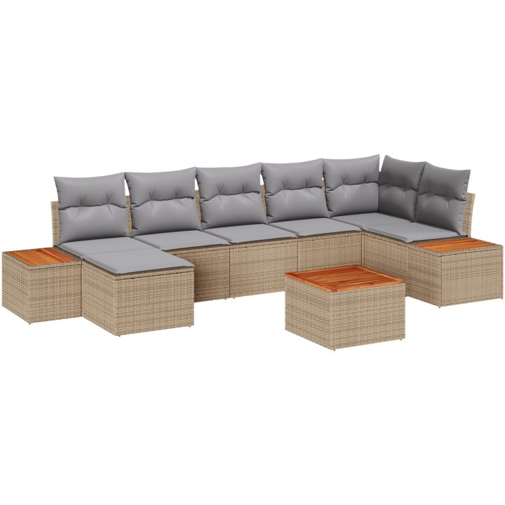 Trädgårdsoffset 8 pcs Beige PE rotting vidaXL 55 x 55 x 37 cm – bild 2