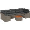 Trädgårdsoffset 8 pcs Grå Rattan, trä vidaXL 55 x 55 x 37 cm – miniatyr 2
