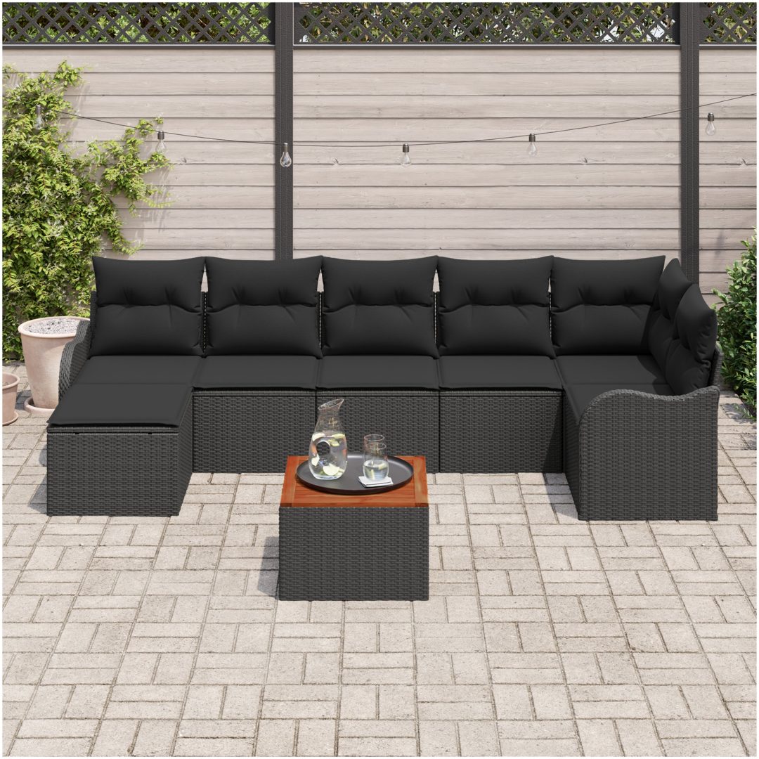 Trädgårdsoffset 8 pcs Svart Konstrotting vidaXL Stor – bild 3