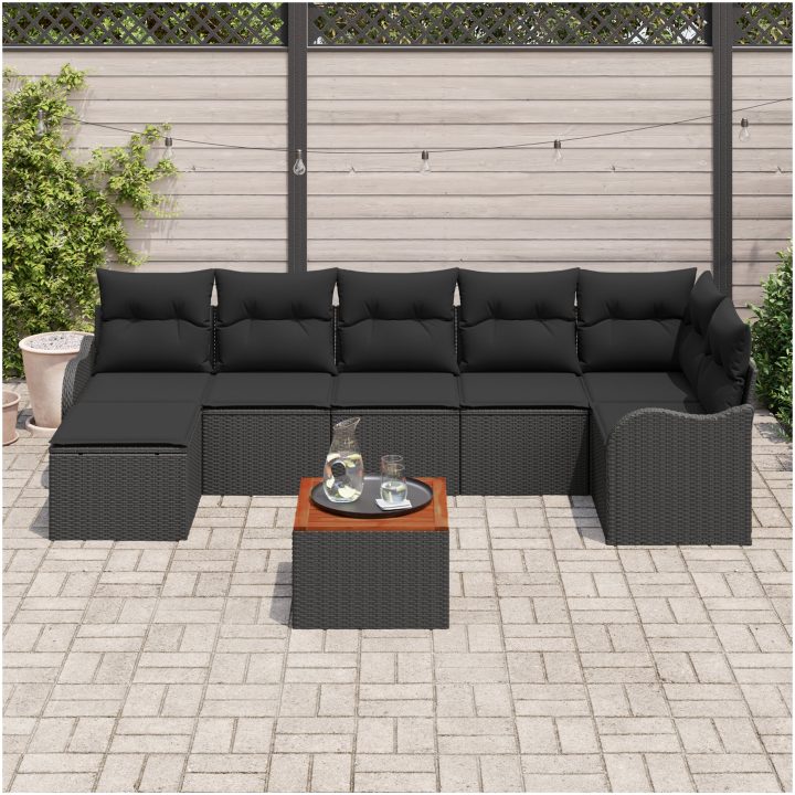 Trädgårdsoffset 8 pcs Svart Konstrotting vidaXL Stor – bild 3