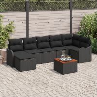 Trädgårdsoffset 8 pcs Svart Konstrotting vidaXL